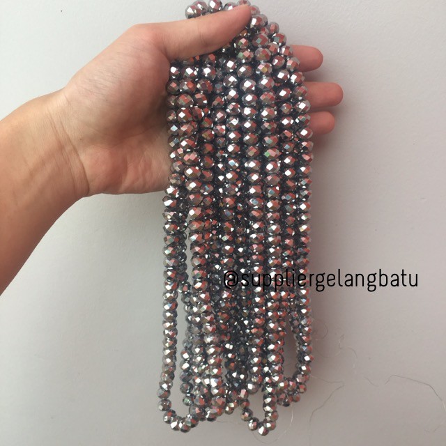 Crystal Ceko Doff 10mm SILVER PERAK spacer pembatas bahan aksesoris fashion cewek wanita olshop