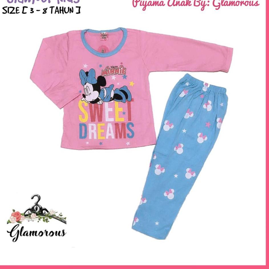 『 Event [11.11]  』 Piyama Anak Perempuan Umur 3 sampai 8 Tahun / Baju Tidur anak PP-MINNIE Standart