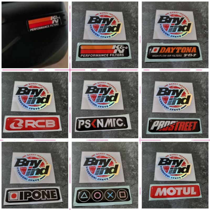 STICKER EMBLEM FILTER PROSTREET DAYTONA RCB MOTUL IPONE PSKNMTC K&amp;N DLL TIMBUL