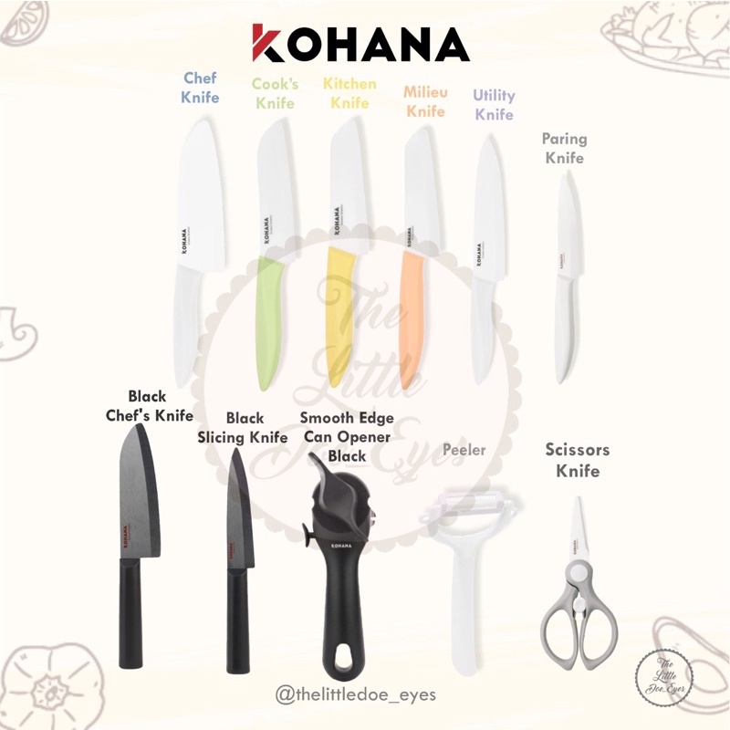 [READY] Kohana Knife (chef, utility, paring, cleaver, scissors, folded, black)