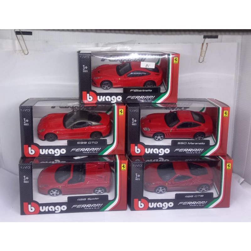 diecast mobil miniatur ferrari f12 599 gto maranello spider 488 gtb 1:43 Pajangan Replika Koleksi So