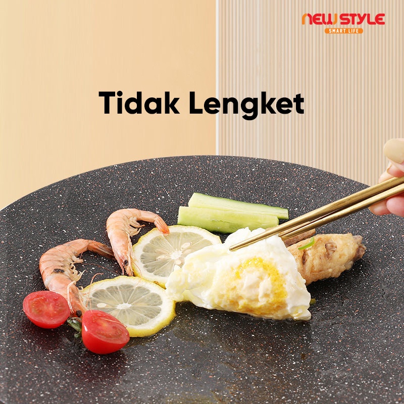 GRILLPLATE 34CM  Panggangan Multi Grill Pan / Wajan Panggang Keramik Panggang Daging Alat Pemanggang Panci BBQ Non-stick