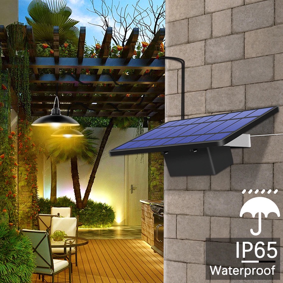 Lampu LED Solar Panel Outdoor Waterproof Two Light White