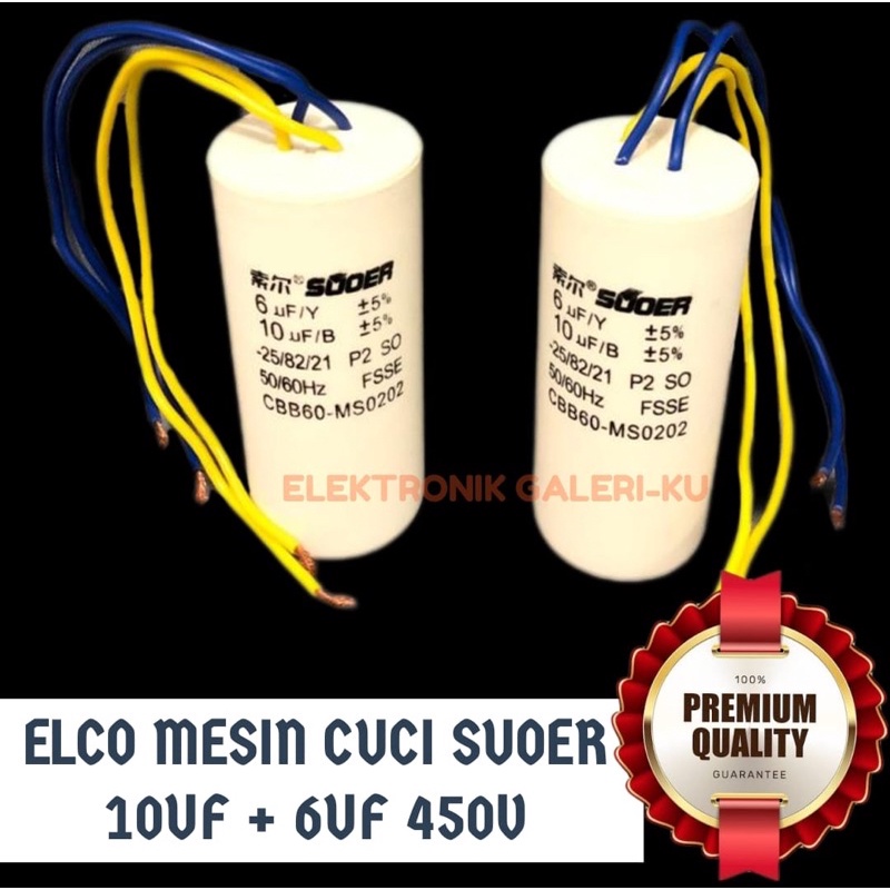 ELCO MESIN CUCI SUOER 10UF + 6UF 450V