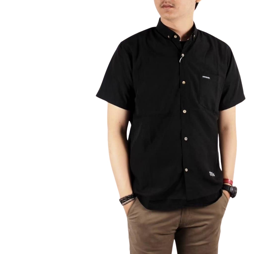 Kemeja Polos Pria Dewasa Lengan Pendek Warna Hitam Putih Merah Marun Biru Navy Grey Abu-Abu Hijau Army Hem Cowo Formal Casual Baju Laki-Laki Lengan Pendek Kasual Terbaru Termurah