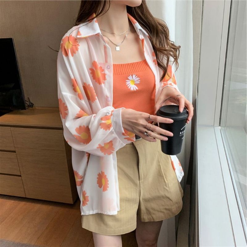 MDLV 8542 MINUSONE SHIRT KEMEJA KOREA KEMEJA DAISY BLOUSE KOREA KEMEJA CHIFFON IMPORT FASHION IMPORT