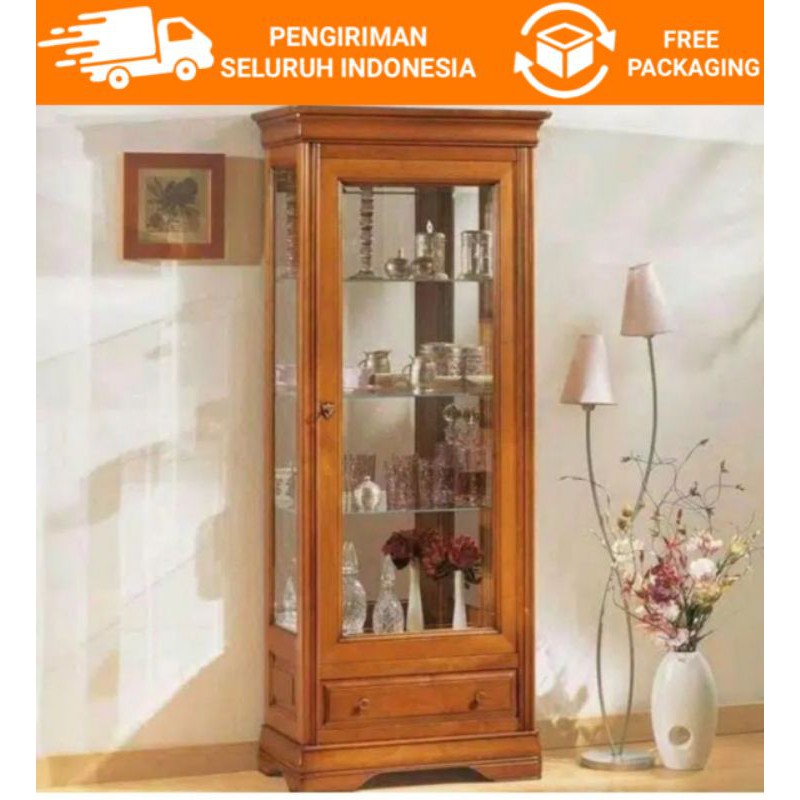 LEMARI HIAS KAYU JATI / LEMARI PAJANGAN KACA / KABINET KACA LEMARI KACA HIAS