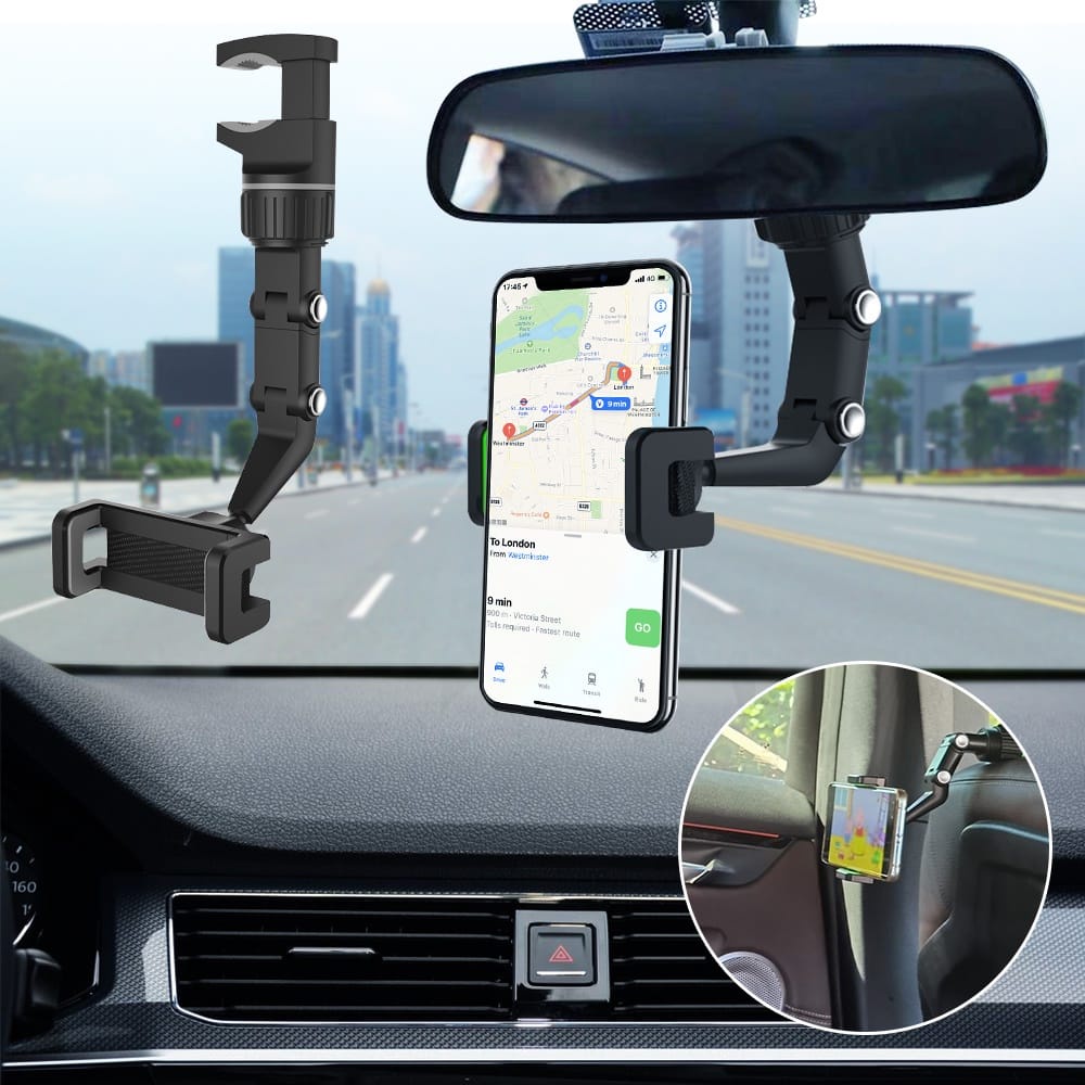 Car Phone Holder HP Jepit Spion Tengah Mobil Bracket 360° Adjustable