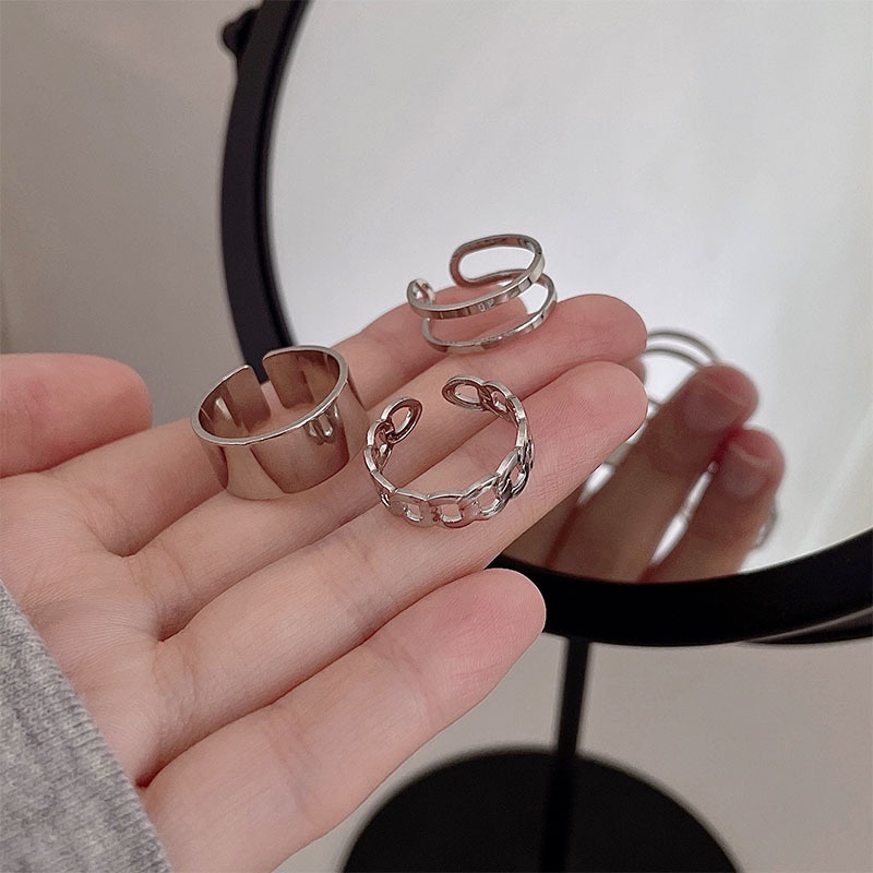 3Pcs Cincin Gaya Punk Hip-hop Untuk Wanita