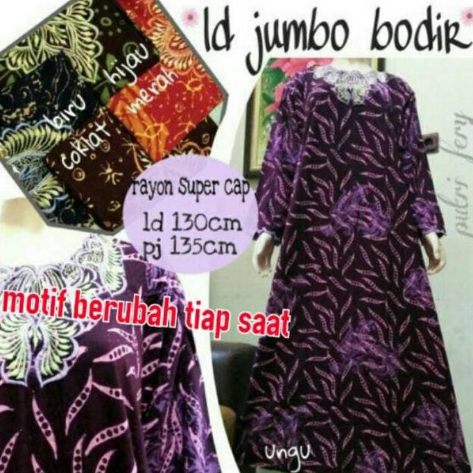Daster Muslim jumbo bordir baju tidur santai longdress batik