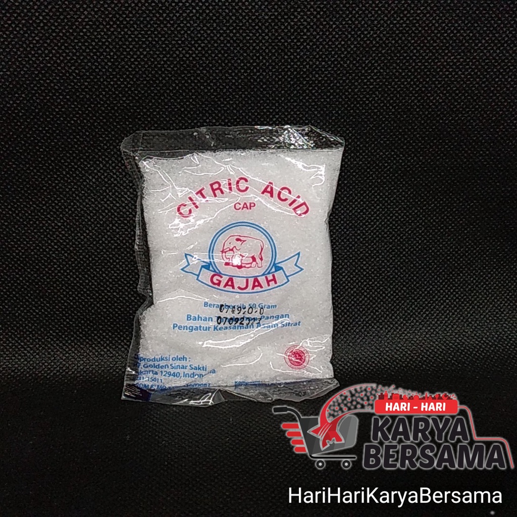 

BAHAN TAMBAHAN MAKANAN CITRIC ACID CAP GAJAH 50GR