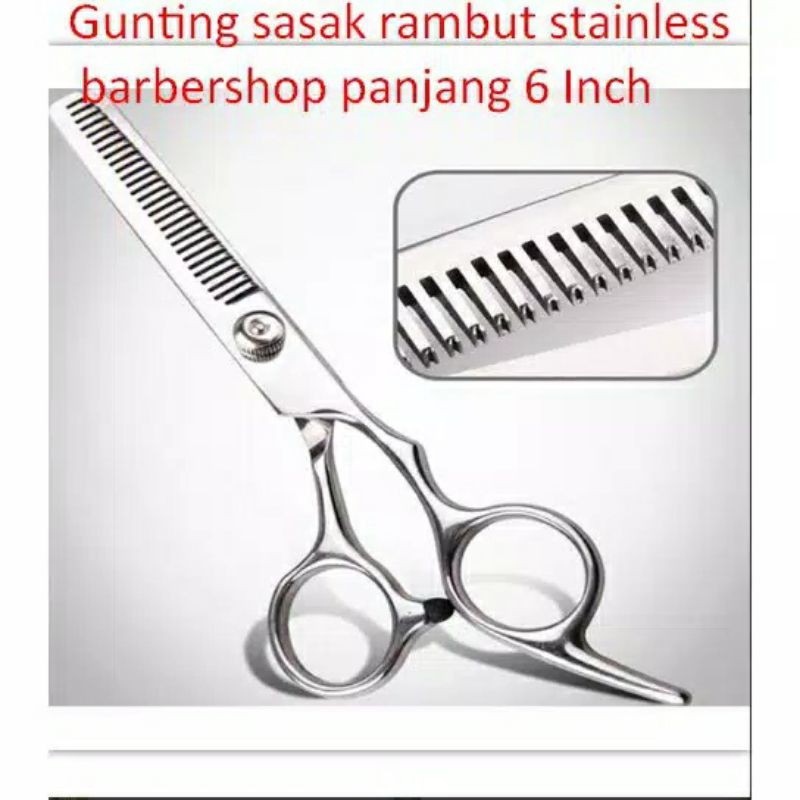 Gunting Rambut Sasak / Zig-zag Rambut Salon Barbershop Stainless Steel Flat Cut