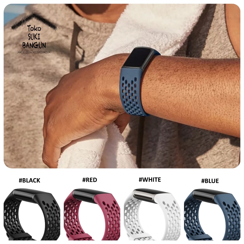 TALI JAM Fit Charge 5 Rubber Silicone BREATHABLE Watch Band Strap