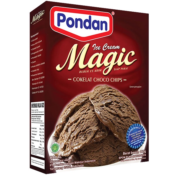 

Pondan Ice Cream Magic Rasa Cokelat Choco Chips 160gr Bubuk Eskrim Siap Pakai