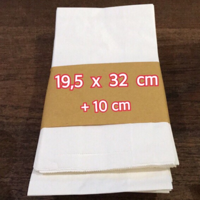 

Paperbag Putih - Kantong Kertas Putih 19.5cmx32cm+10cm isi 100lbr
