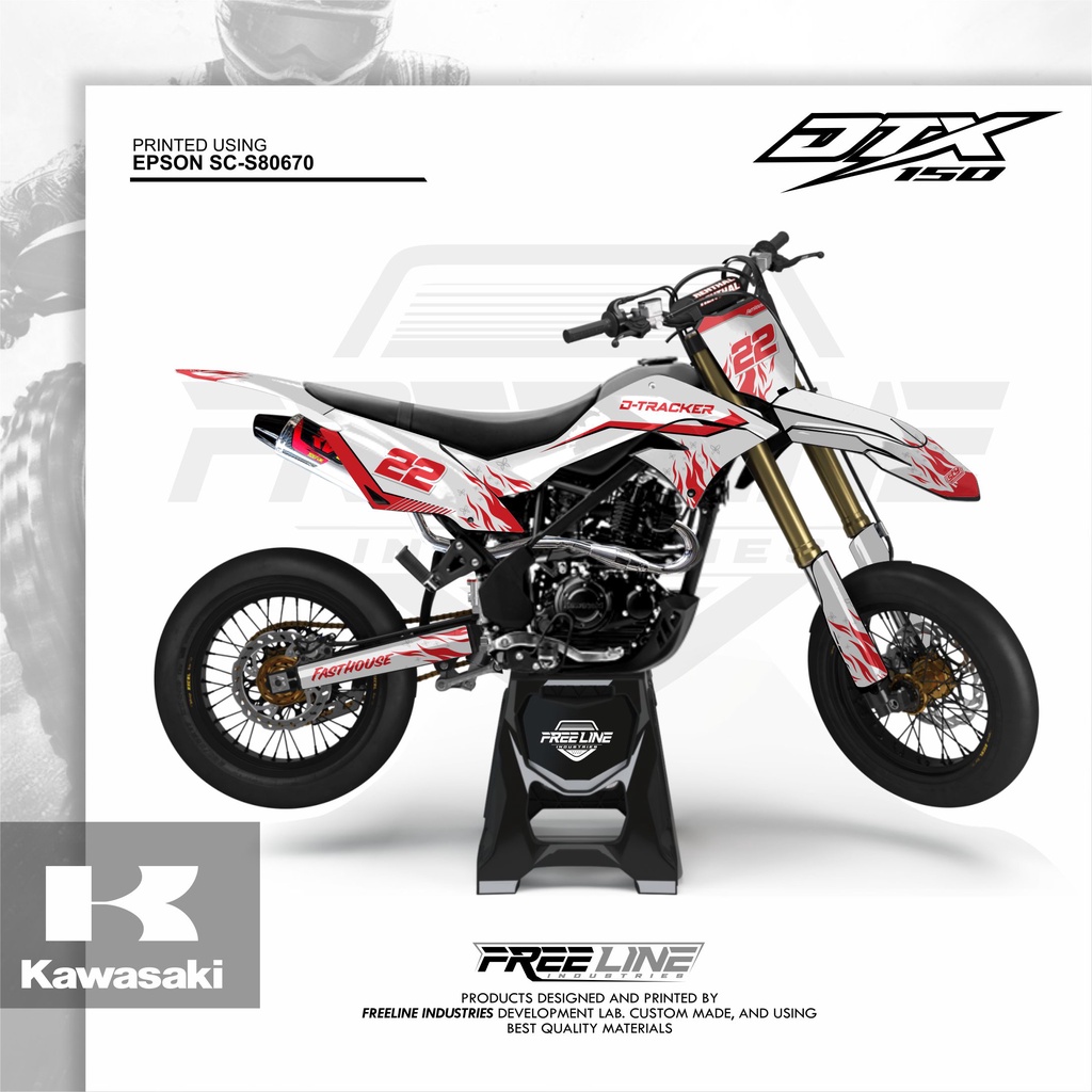 Decal KLX DTRACKER Putih Motif Api CUstom Desain