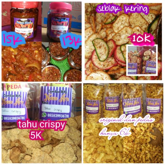 

Sambal Cumi, sambal teri, macaroni renyah, seblak kering, tahu crispy