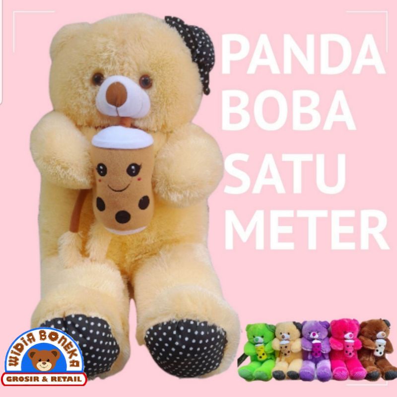 Boneka Tedy Bear Syal Topi Jumbo Bonus Boba