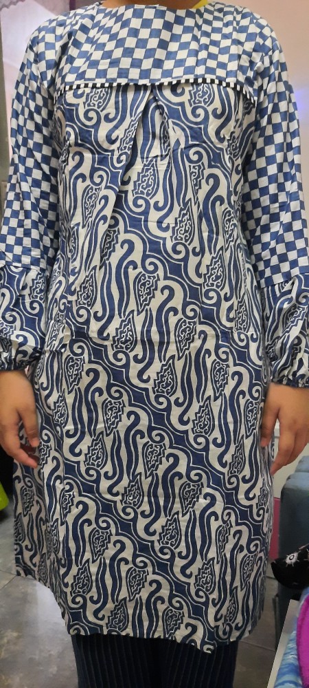 Tunic Marshanda Lawasan Biru Tunic Jumbo Tunik Jumbo Tunik Batik Jumbo Xxl Seragam Batik Kerja
