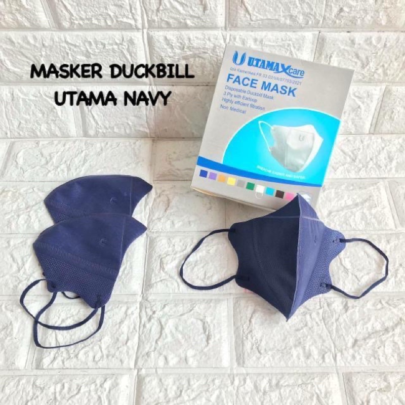 MASKER DUCKBILL EMBOS UTAMA WARNA ABU , HIJAU BOTOL , GOLD  1BOX 50PCS TERMURAH