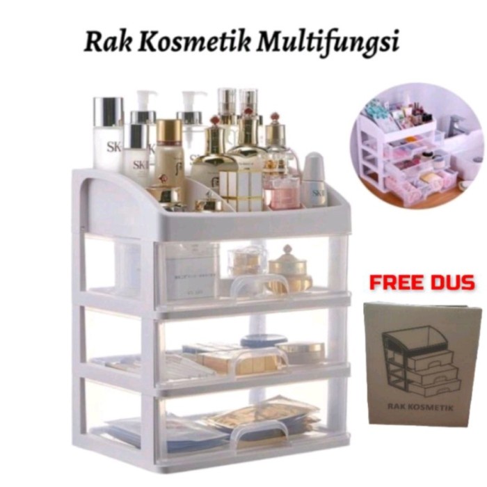 RAK KOSMETIK SUSUN 3 LACI / RAK TEMPAT KOSMETIK MULTIFUNGSI SERBAGUNA