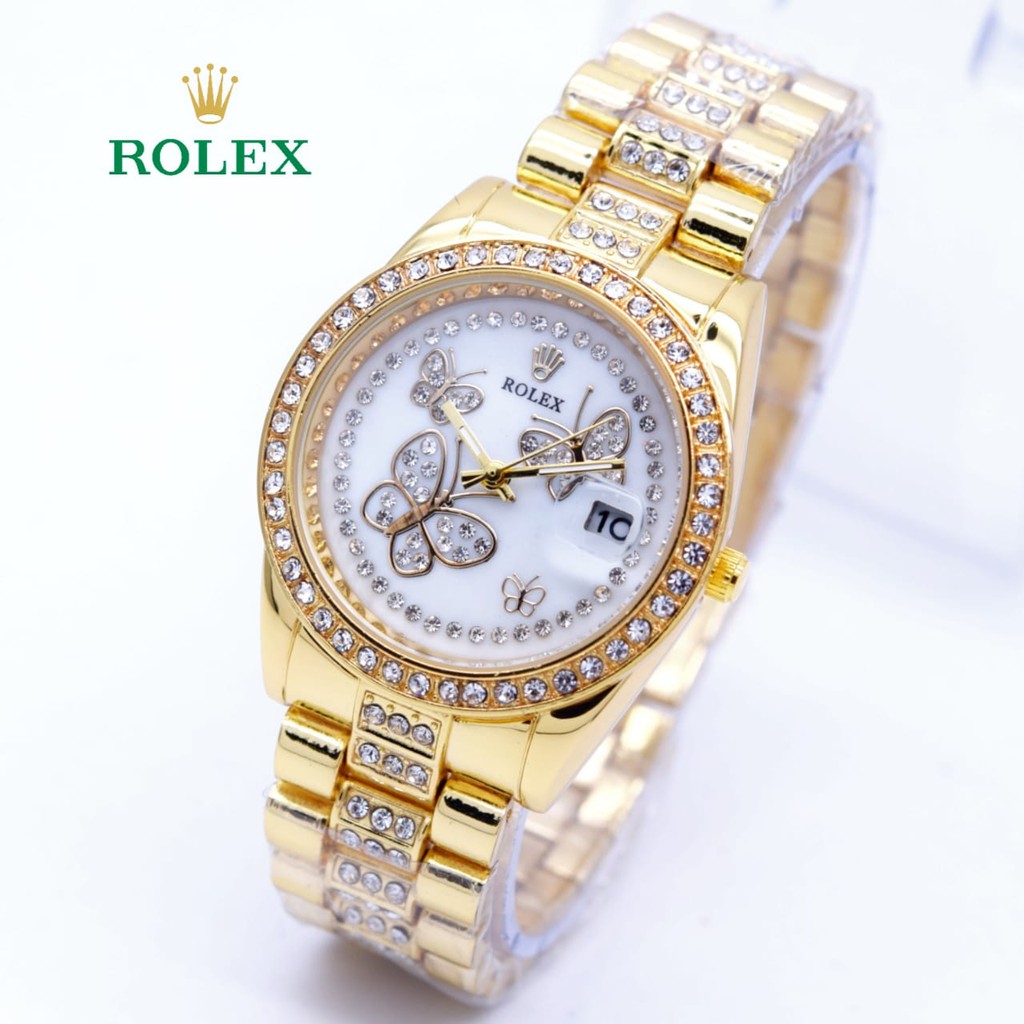 JAM TANGAN WANITA/ JAM TANGAN CEWEK/ JAM TANGAN MURAH/ ROLEX KUPU KUPU ADA TGL SALE