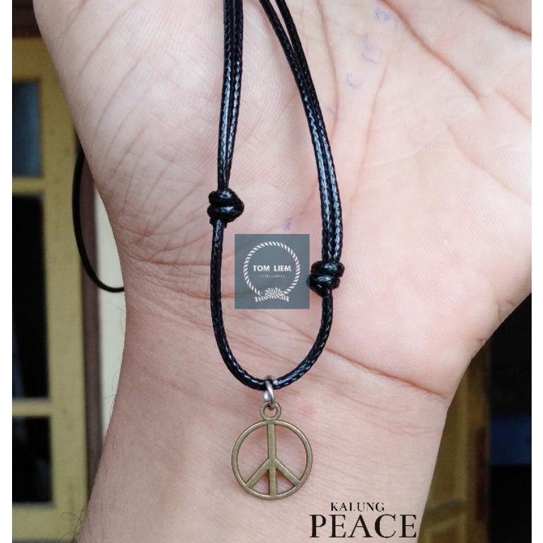 Kalung Tali Bandul Peace Kecil