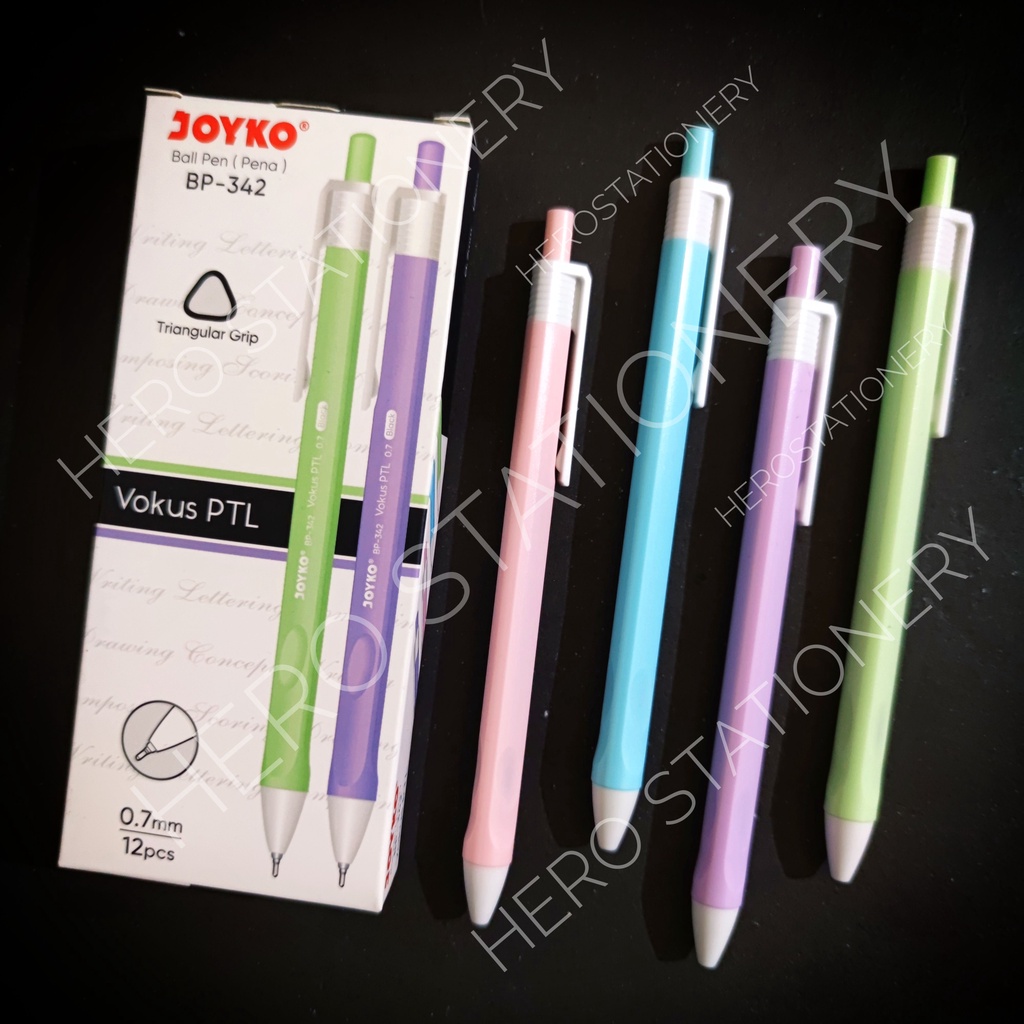 

Joyko ballpoint pen bolpen focus vocus triangular grip casing pastel 0.7 mm BP-342 PTL . 12 unit