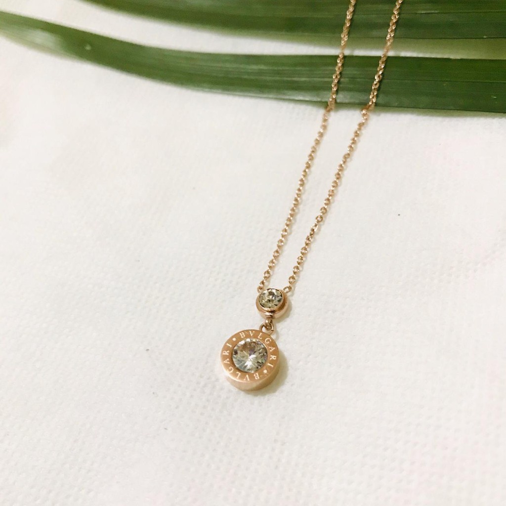 GG Kalung Rose Gold Aksen BVL*G*A*RI Titanium Lapis Emas 18k#KL-BVES