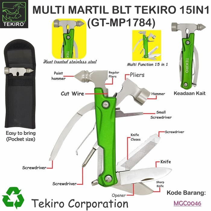 Palu Multi Fungsi 15 in 1 - Multifunction Pointed Hammer ⠀⠀⠀