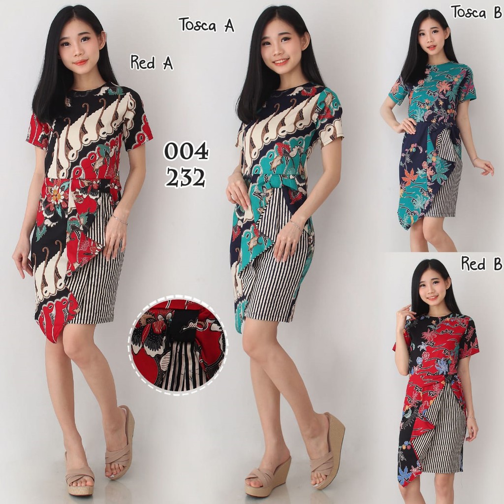  Baju  Batik  Wanita Dress Batik  Wanita 004 gizel Shopee  