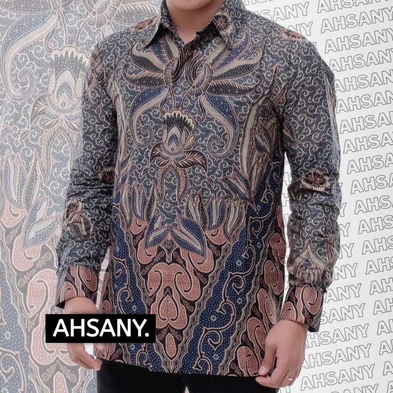 Kemeja Batik Pria Lengan Panjang Baju Kerja Kantor Bahan Katun Halus Tidak Luntur Nyaman Cod Shopee