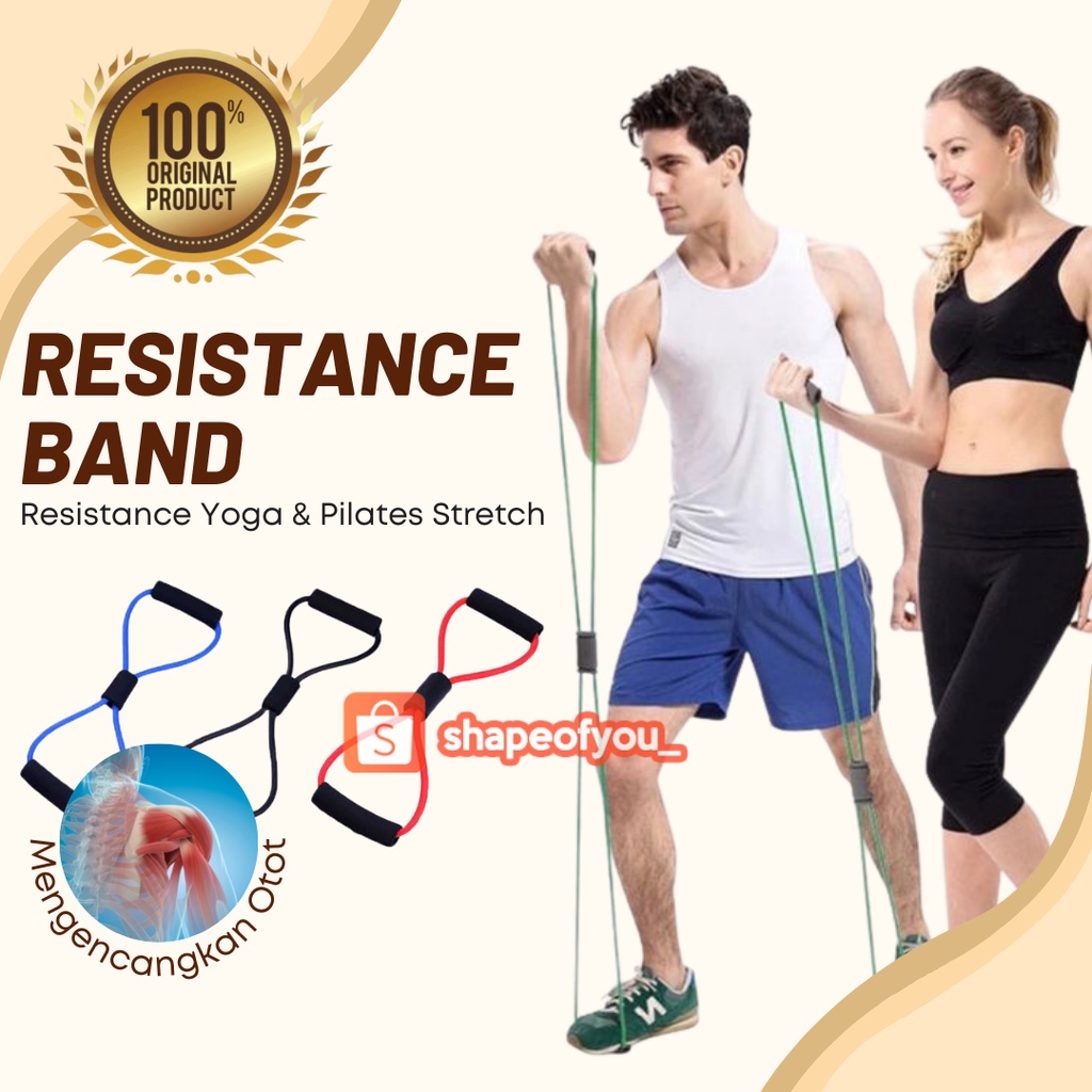 Tali Olahraga Resistance Band Bantu Otot Gym Fitness Resistance Yoga &amp; Pilates Stretch Elegan Termurah