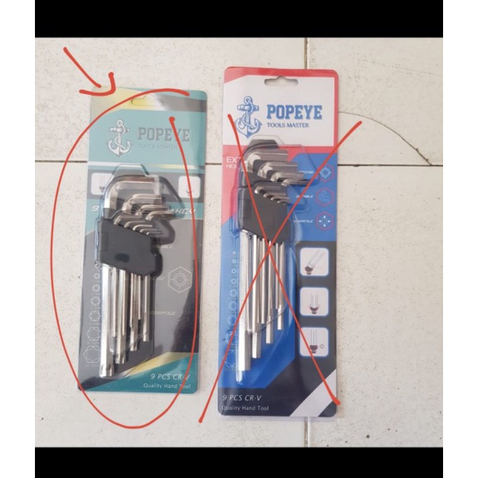 Kunci L Hex + torx kunci L kombinasi hex torx chrome vanadium