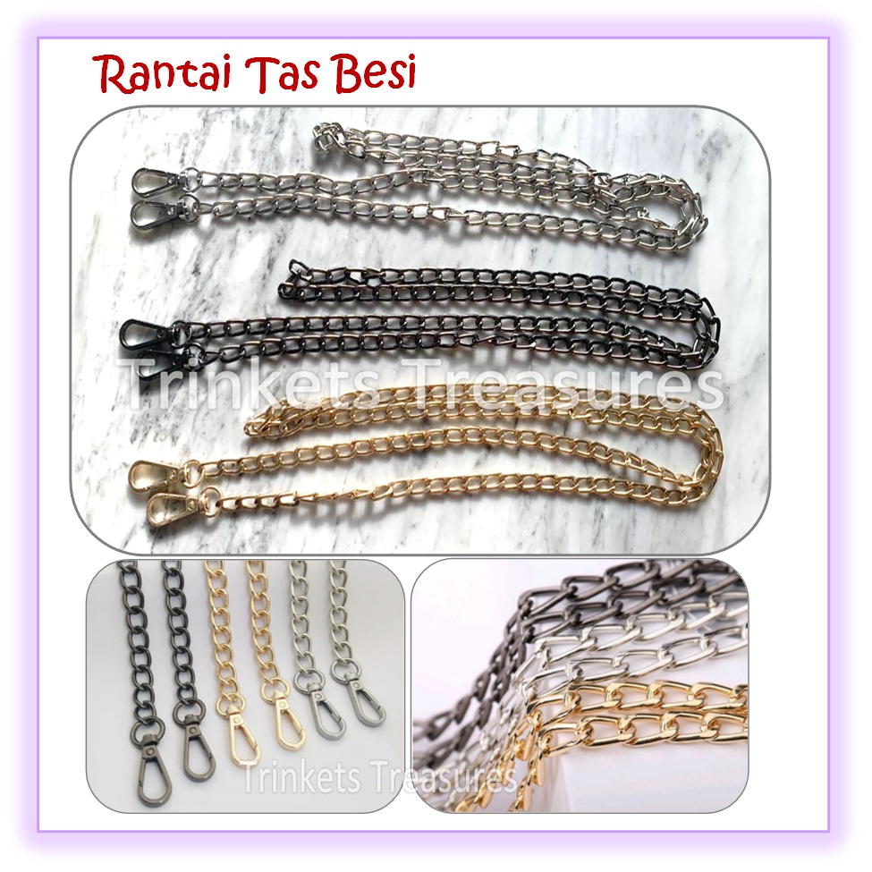 Tali Rantai tas besi tebal Strap Panjang 110 Cm import premium Tali Tas Rantai Besi Tepas Ada Pengai