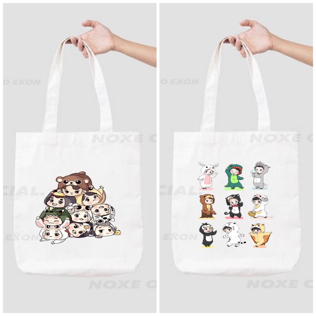 TOTEBAG KANVAS SUHO PARK CHAN YEOL OH SEHUN KIM JONG IN D.O BAEK HYUN