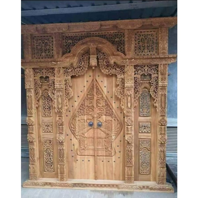 Pintu Gebyok Ukir Kayu Jati Ukuran 2m x 2,5m Pintu Ukir Gunungan