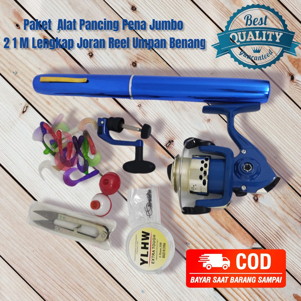 Paket  Alat Pancing Pena Jumbo 2 1 M Lengkap Joran Reel Umpan Benang