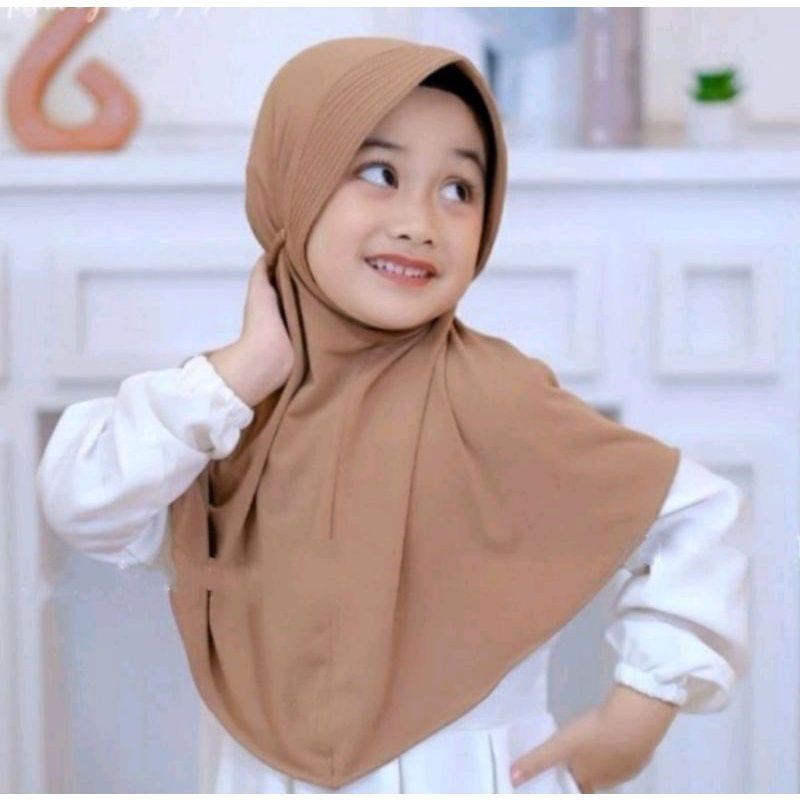 Bergo Anak Tali ulir |Jilbab Anak Sekolah | Hijab Anak Daiy Wear Talli Ropel