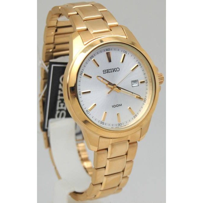 Seiko Quartz SUR158P1 Gold Plated Bracelet | Jam Tangan Pria SUR158