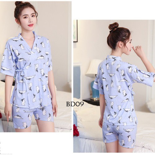 [STOK TERBATAS] PIYAMA KOREA BAJU TIDUR IMPORT BABYDOLL FREE PENUTUP MATA BIRU BD09