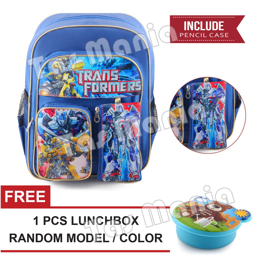 PTS -Ransel Sekolah Anak Cowo / Laki Laki Karakter Kartun - SUPER MAGIC + FREE Lunchbox .PT