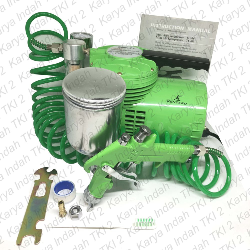 PAKET Kompresor Mini Dan Spray Gun F75 KENTARO Mini Air Compressor Set F 75 Spray Gun