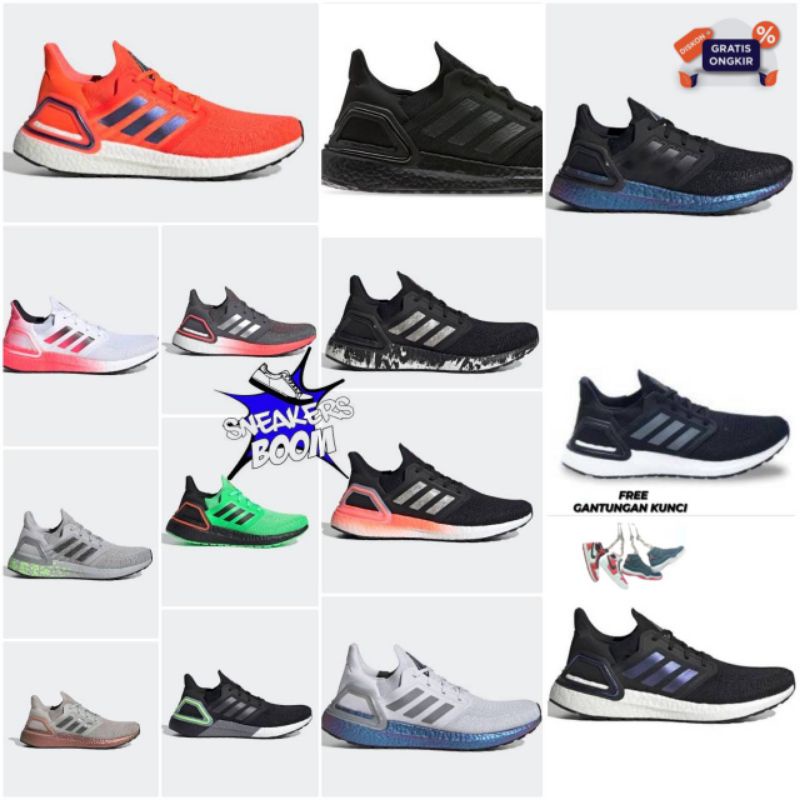 SEPATU OLAHRAGA PRIA ADIDAS ULTRABOOST 20 BLACK WHITE GREY GREEN ARMY GOLD NAVY ISS NATIONAL  BLUE O