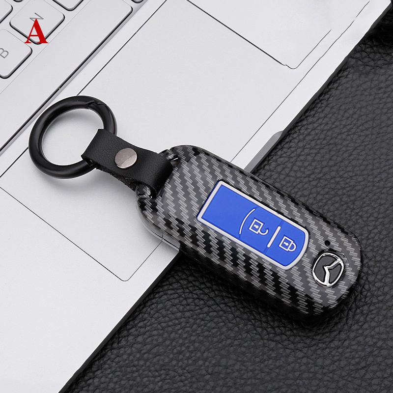 Cover Kunci Mobil Mazda Carbon Fiber Car Key Cover Case Cocok Untuk Aksesoris Mazda 2 3 5 6 2017 Cx-4 Cx-5 Cx-7 Cx-9 Cx-3 Cx 5 2 Tombol