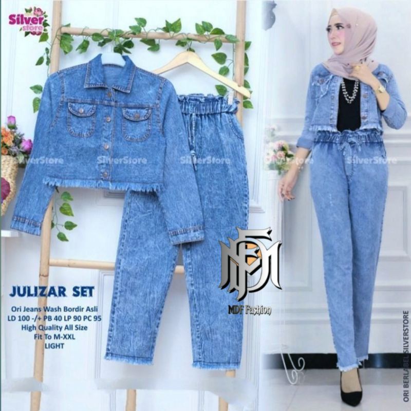 ONE SET JAKET JEANS SNOW ORI/ JAKET CROP WANITA / JAKET JEANS WANITA CROP ONE SET / ONE SET SNOW KEK