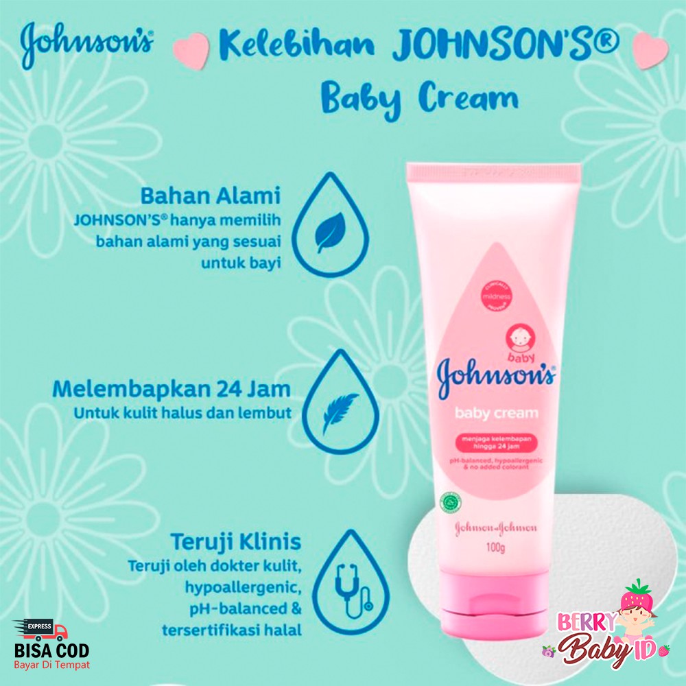 Johnson's Baby Cream Krim Lotion Losion Bayi Hypoallergenic Johnson's Berry Mart