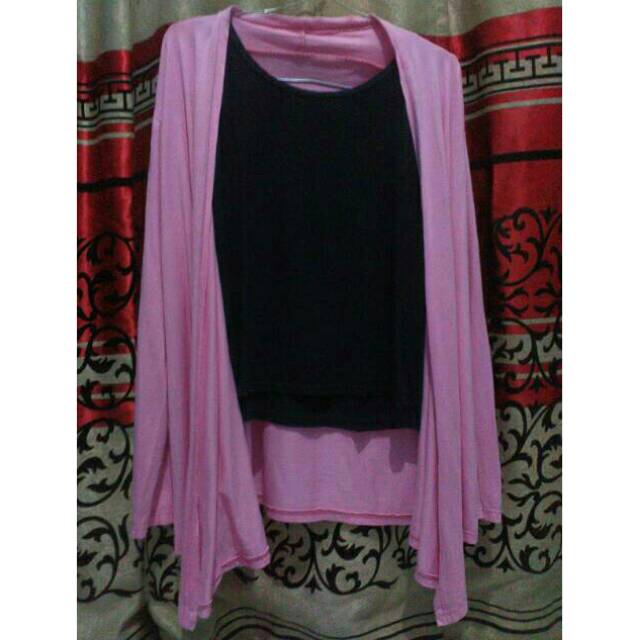 Cardigan pink/ Kardigan wanita outer oversize preloved second baju atasan luaran bekas