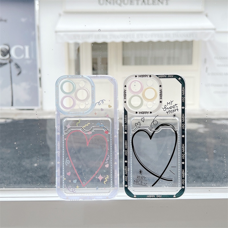 Casing Soft Case TPU Motif Hati Untuk IPhone 14 13 11 Pro Max 8 7 Plus X XS XR