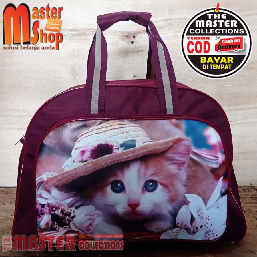 TAS PAKAIAN MOTIF TRAVELBAG BESAR ELLE GAMBAR KUCING TAS MUDIK PULANG KAMPUNG